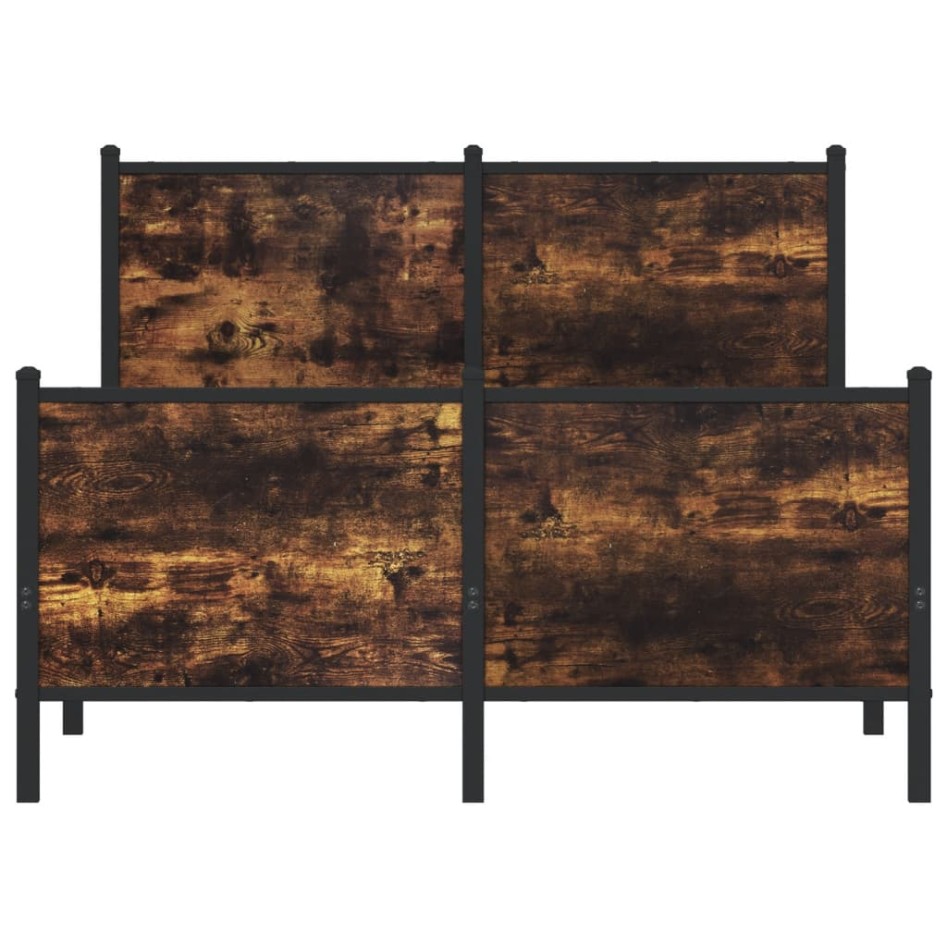 Estructura de cama sin colchón metal roble ahumado 120x190