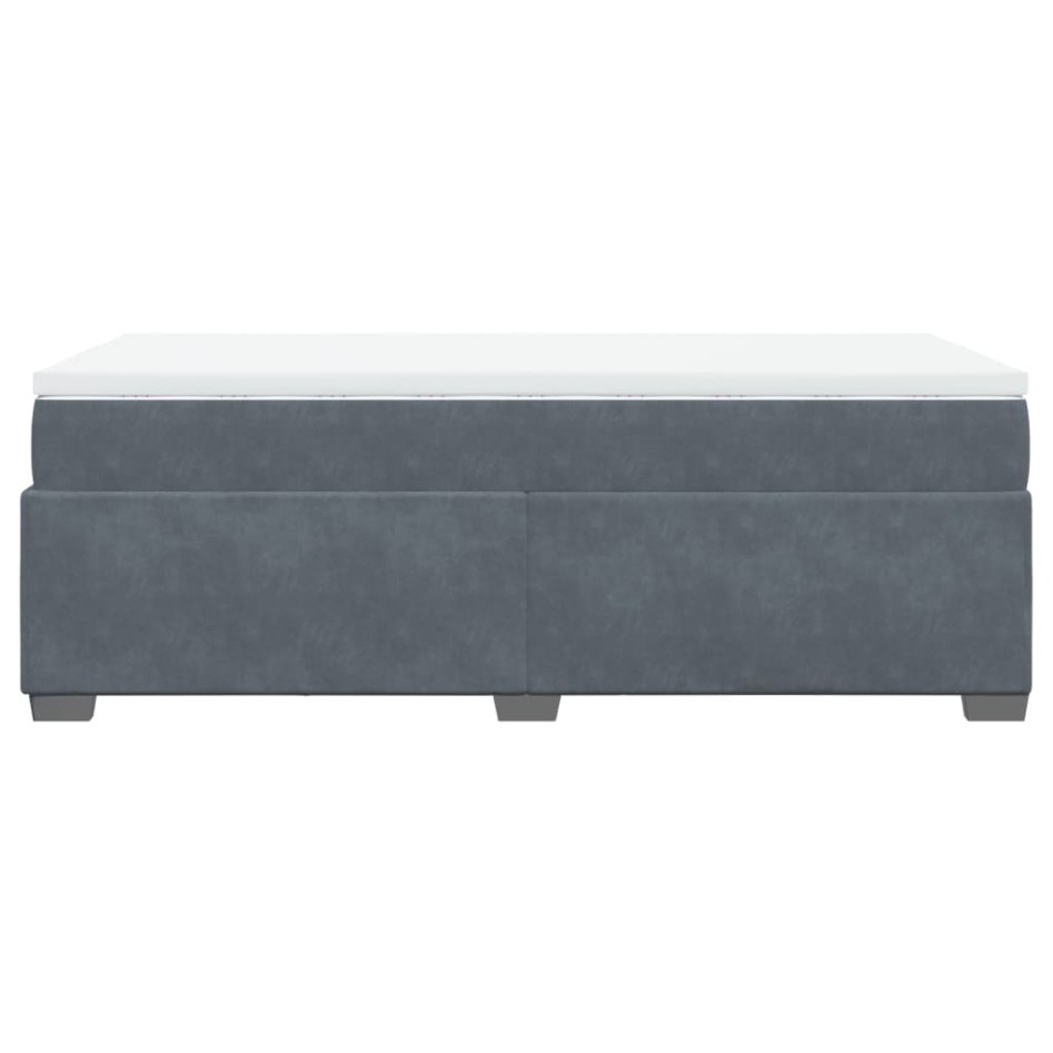 Cama box spring con colchón terciopelo gris oscuro 100x200