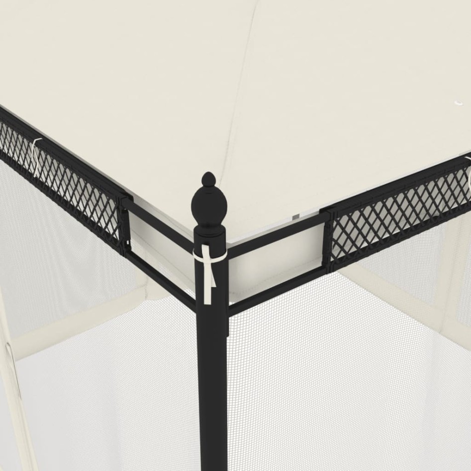 Cenador con paredes de malla acero crema 2,93x2,93