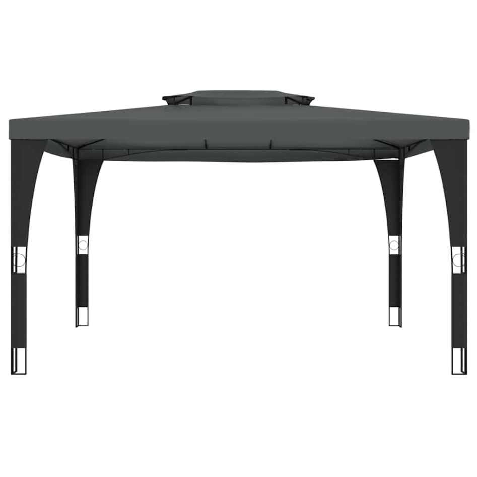 Cenador con doble techo acero gris antracita 3,98x2,98