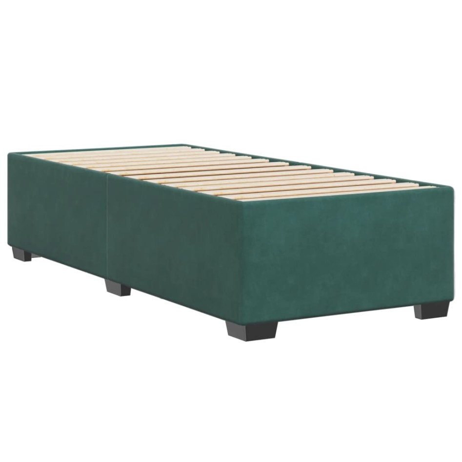 Estructura de cama sin colchón terciopelo verde oscuro