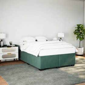 Estructura cama sin colchón terciopelo verde oscuro 140x190