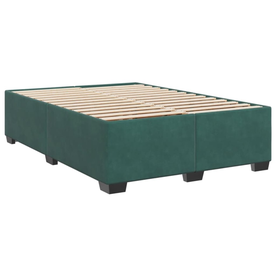 Estructura cama sin colchón terciopelo verde oscuro 140x190