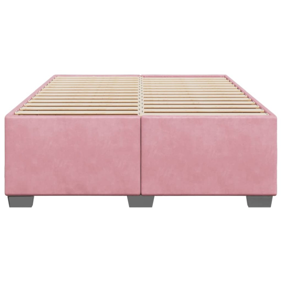 Estructura de cama sin colchón terciopelo rosa 140x190