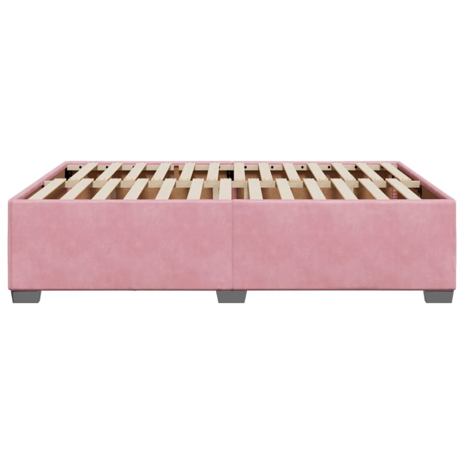 Estructura de cama sin colchón terciopelo rosa 140x190