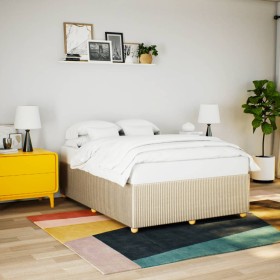 Cama sin colchón tela color crema 140x200