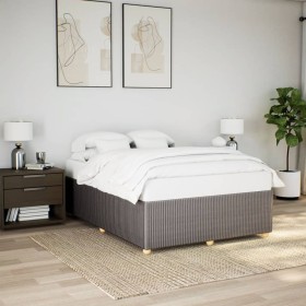 Cama sin colchón tela gris taupe 160x200