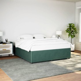 Estructura cama sin colchón terciopelo verde oscuro 180x200