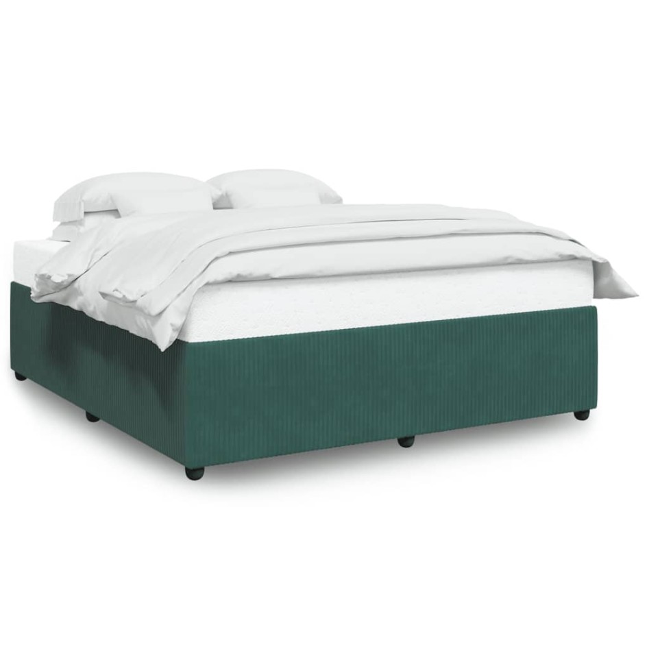 Estructura cama sin colchón terciopelo verde oscuro 200x200