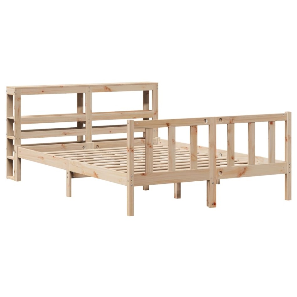 Estructura de cama sin colchón madera de pino blanco 150x200