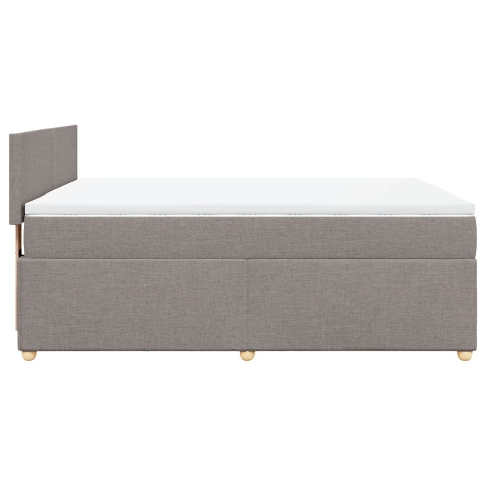 Cama box spring con colchón tela gris taupe 140x190