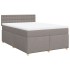 Cama box spring con colchón tela gris taupe 140x190