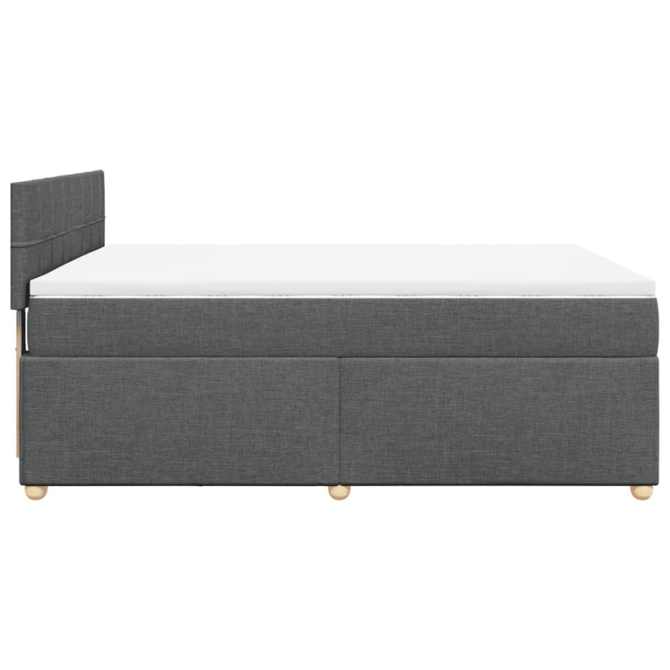 Cama box spring con colchón tela gris oscuro 140x200