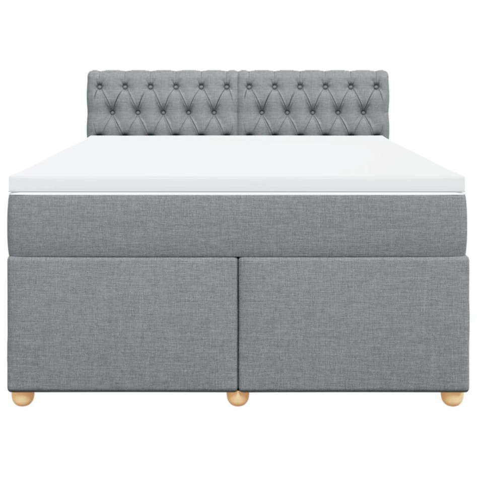 Cama box spring con colchón tela gris claro 140x200