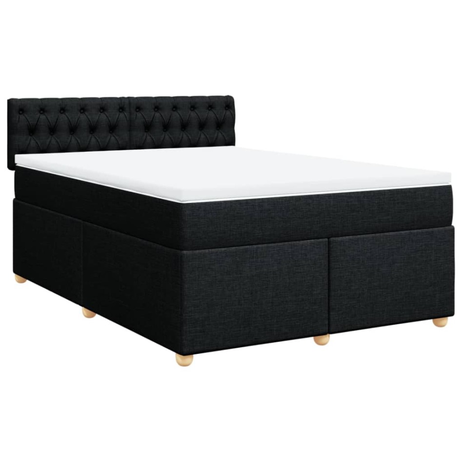 Cama box spring con colchón tela negro 140x200