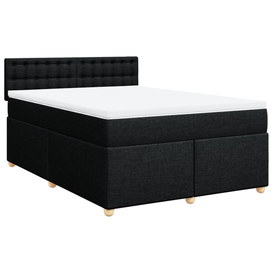 Cama box spring con colchón tela negro 140x200