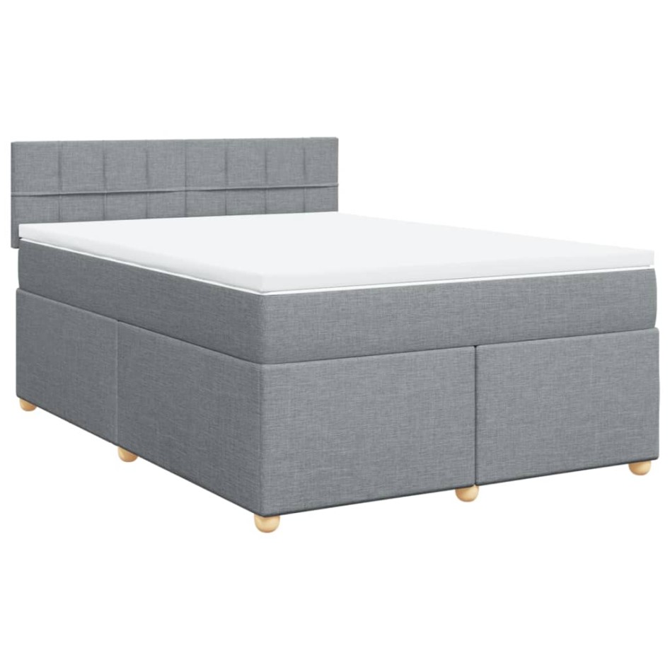 Cama box spring con colchón tela gris claro 160x200