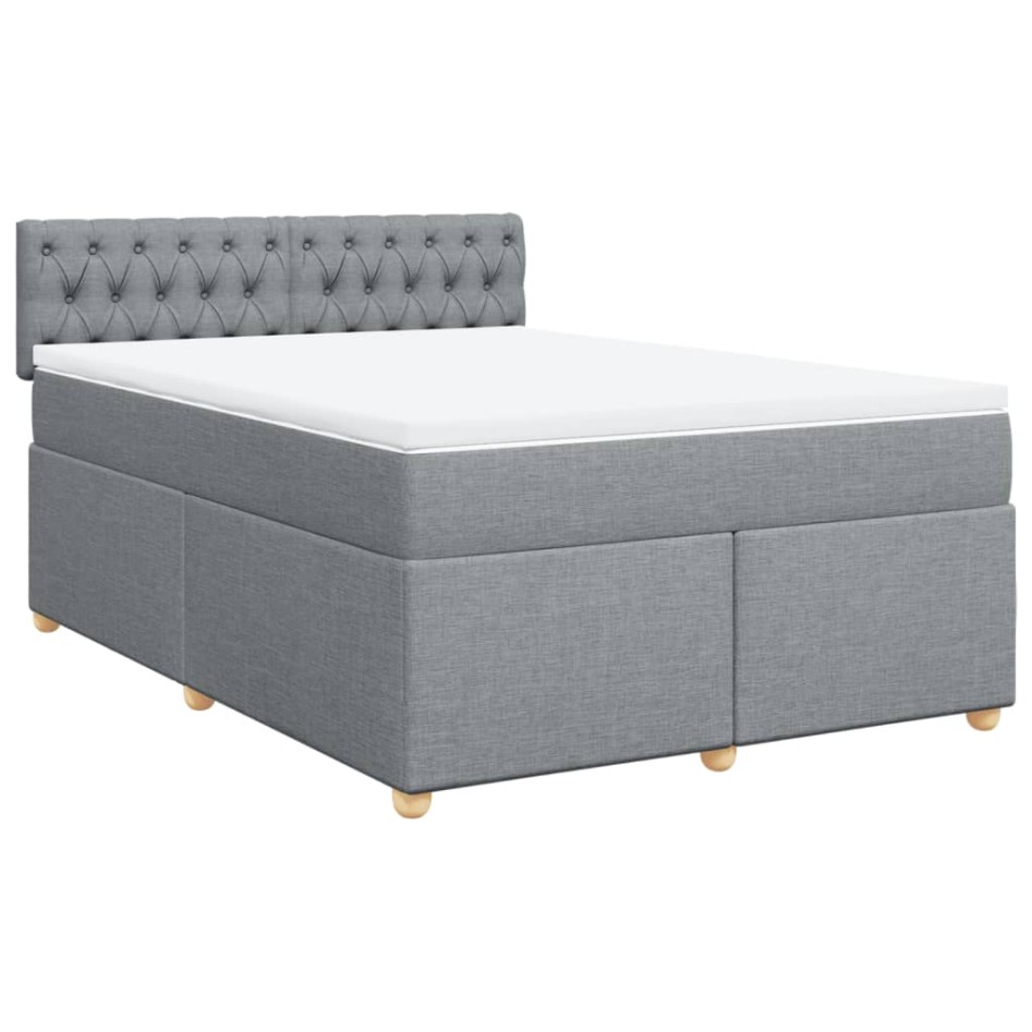 Cama box spring con colchón tela gris claro 160x200