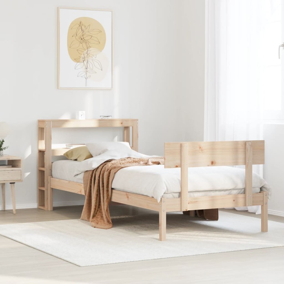 Estructura de cama sin colchón madera maciza de pino 90x200