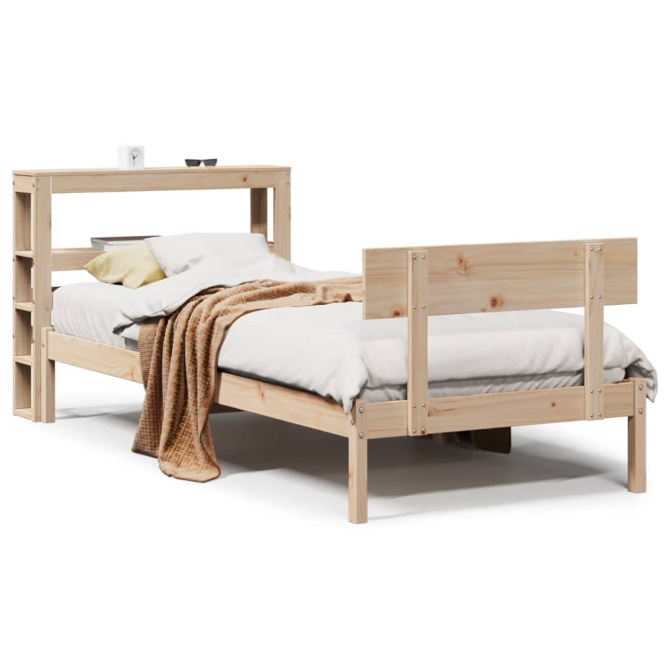 Estructura de cama sin colchón madera maciza de pino 90x200