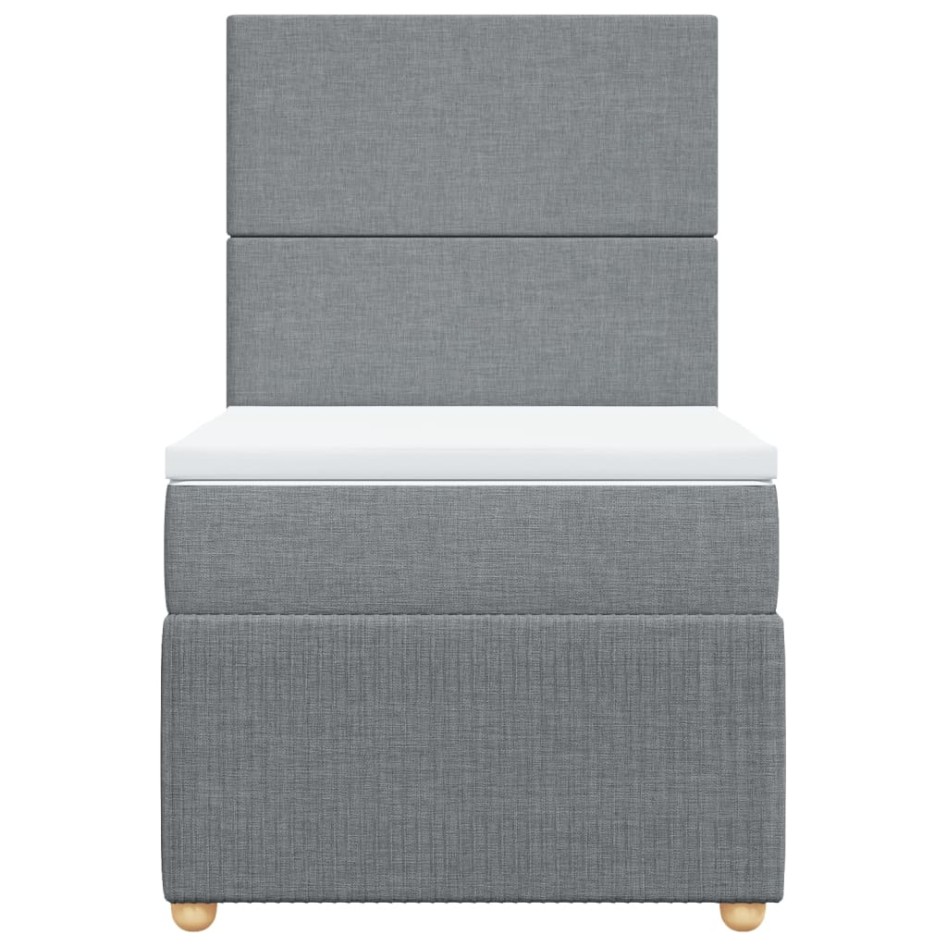 Cama box spring con colchón tela gris claro 90x190