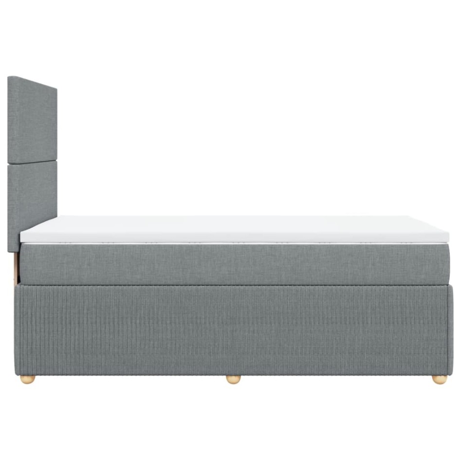 Cama box spring con colchón tela gris claro 90x190