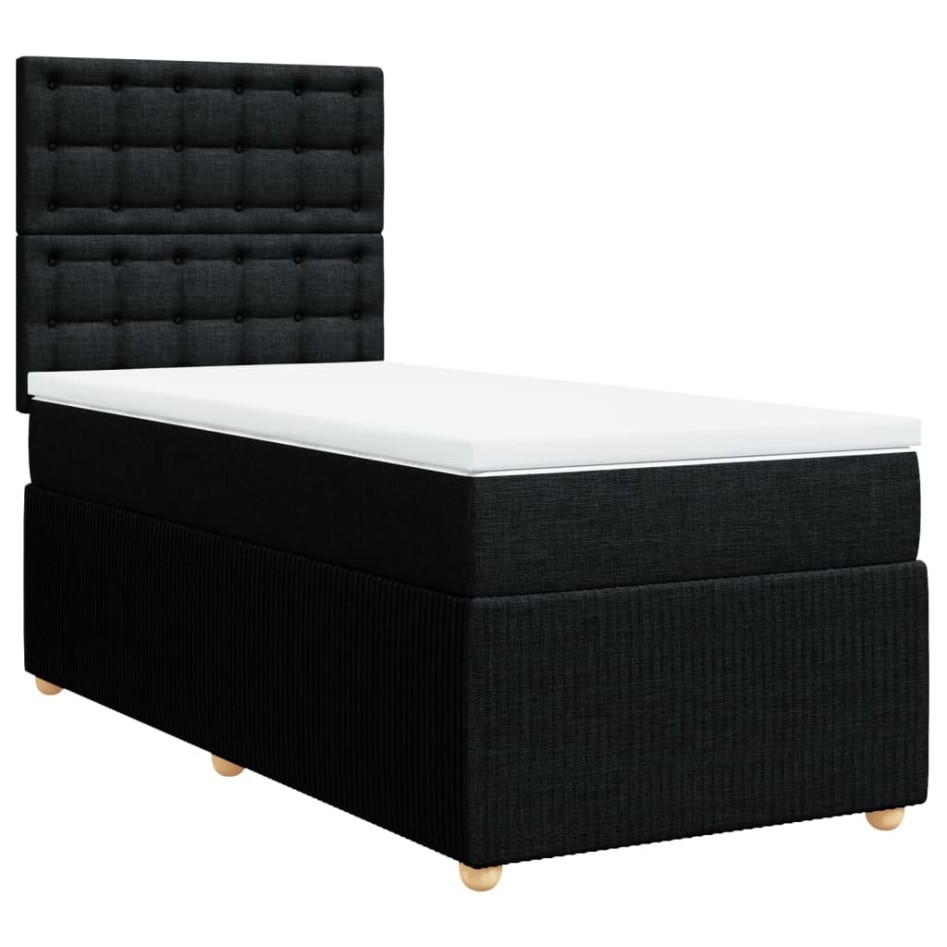 Cama box spring con colchón tela negro 90x190