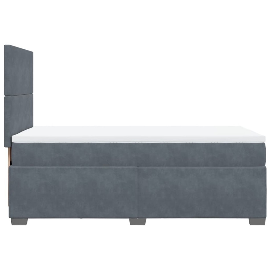 Cama box spring con colchón terciopelo gris oscuro 80x200