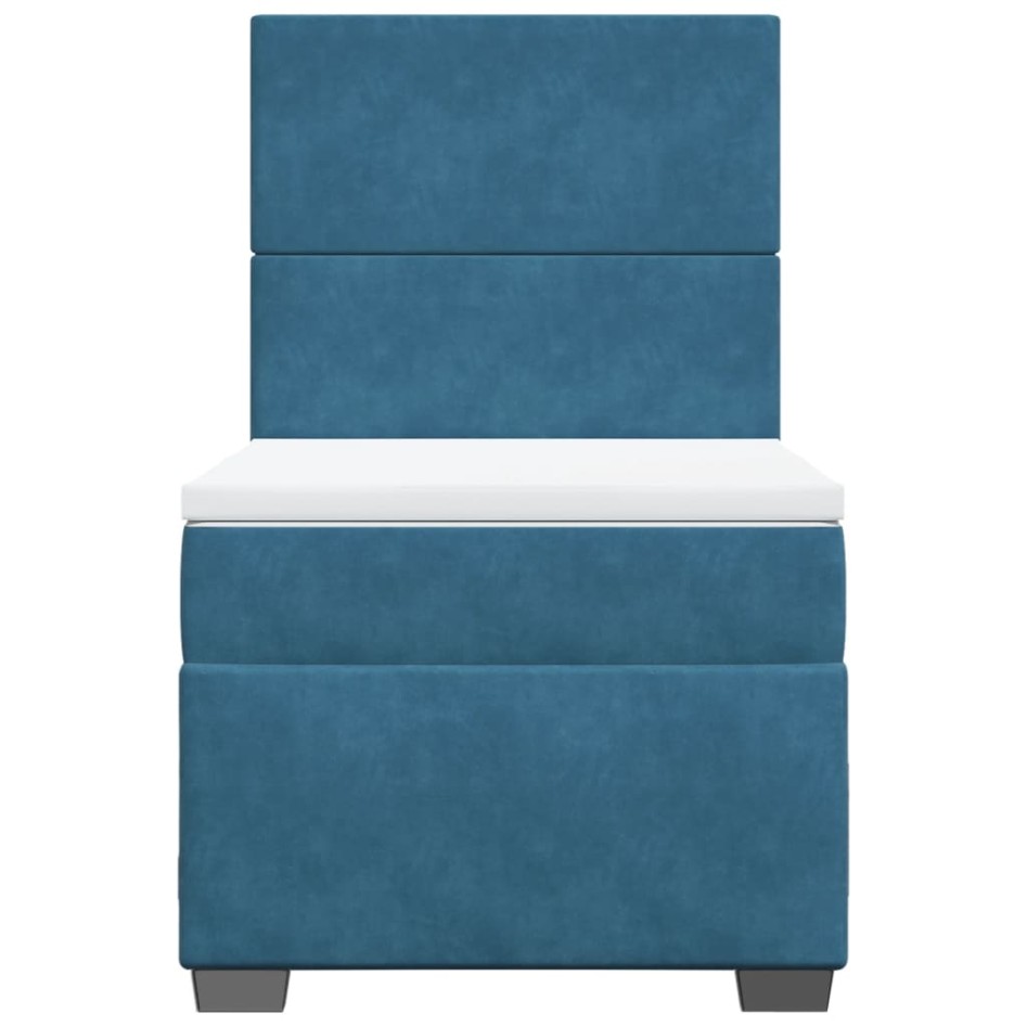 Cama box spring con colchón terciopelo azul oscuro 80x200