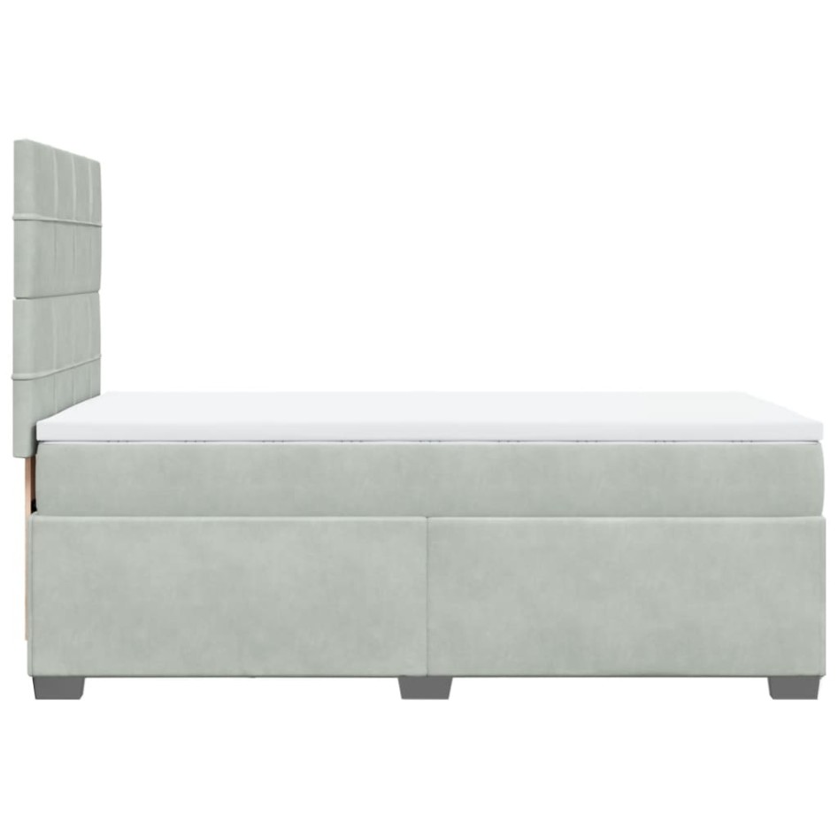 Cama box spring con colchón terciopelo gris claro 80x200