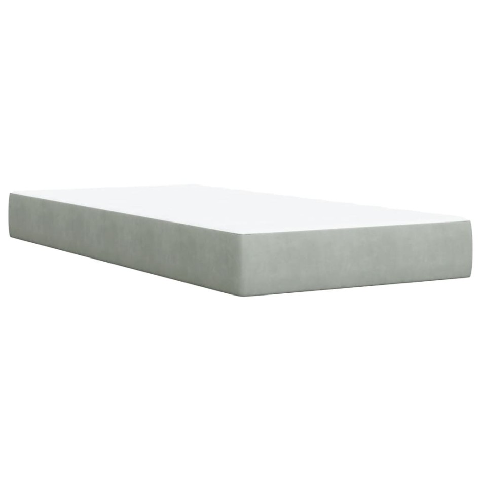 Cama box spring con colchón terciopelo gris claro 80x200