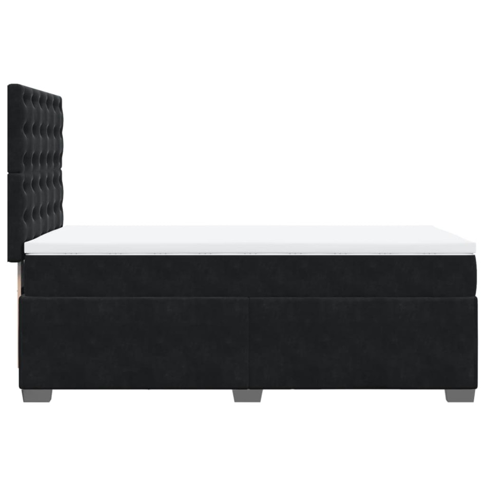 Cama box spring con colchón terciopelo negro 80x200
