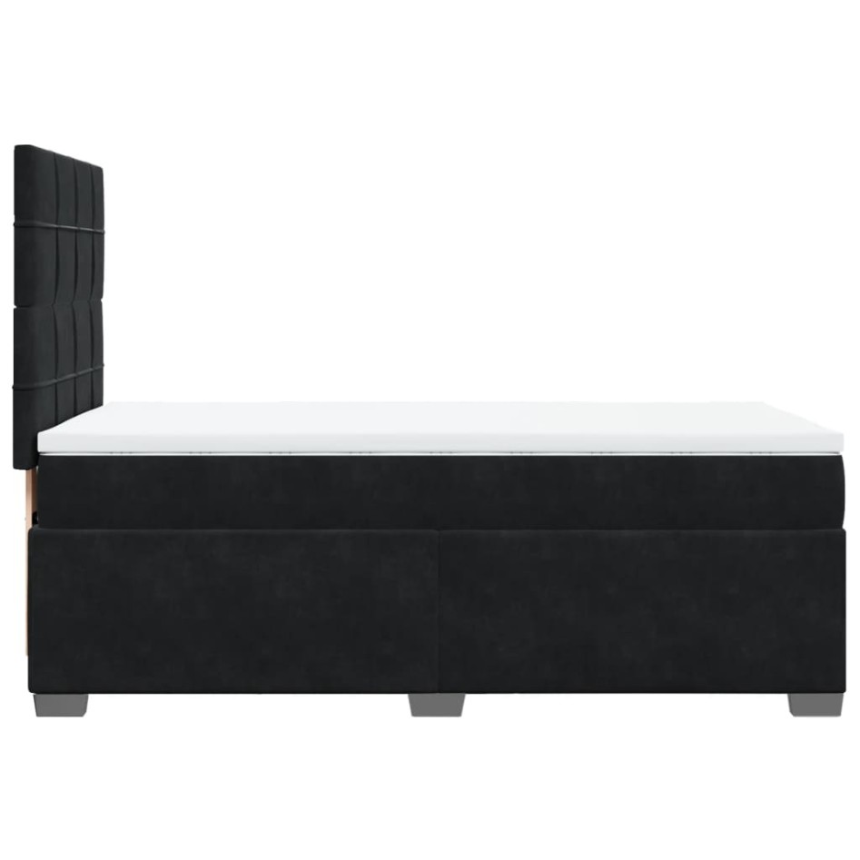 Cama box spring con colchón cuero sintético negro 90x190
