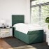Cama box spring con colchón terciopelo verde oscuro 90x190