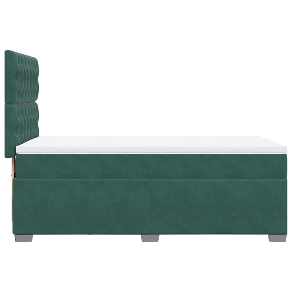 Cama box spring con colchón terciopelo verde oscuro 90x190