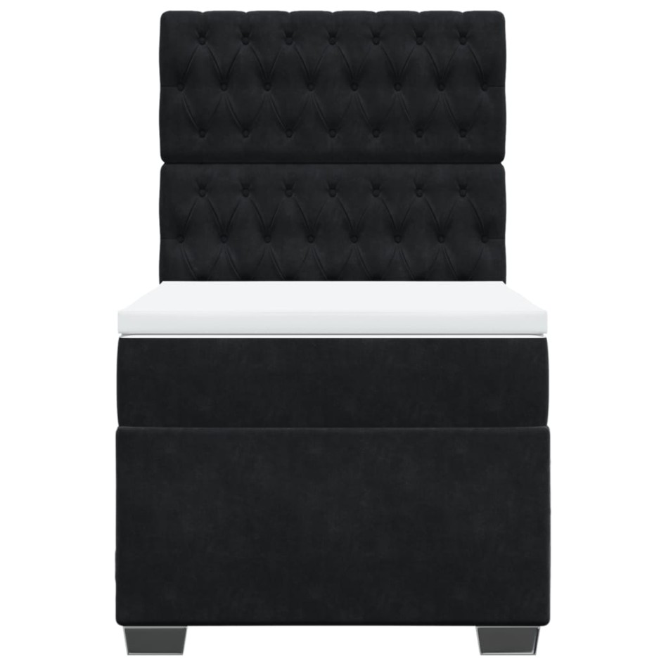 Cama box spring con colchón terciopelo negro 90x200