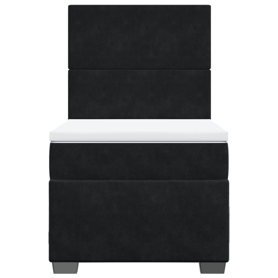 Cama box spring con colchón terciopelo negro 100x200