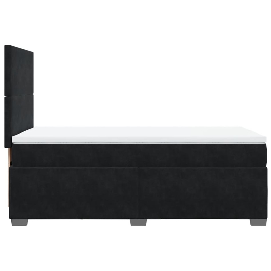 Cama box spring con colchón terciopelo negro 100x200