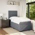 Cama box spring con colchón terciopelo gris oscuro 100x200