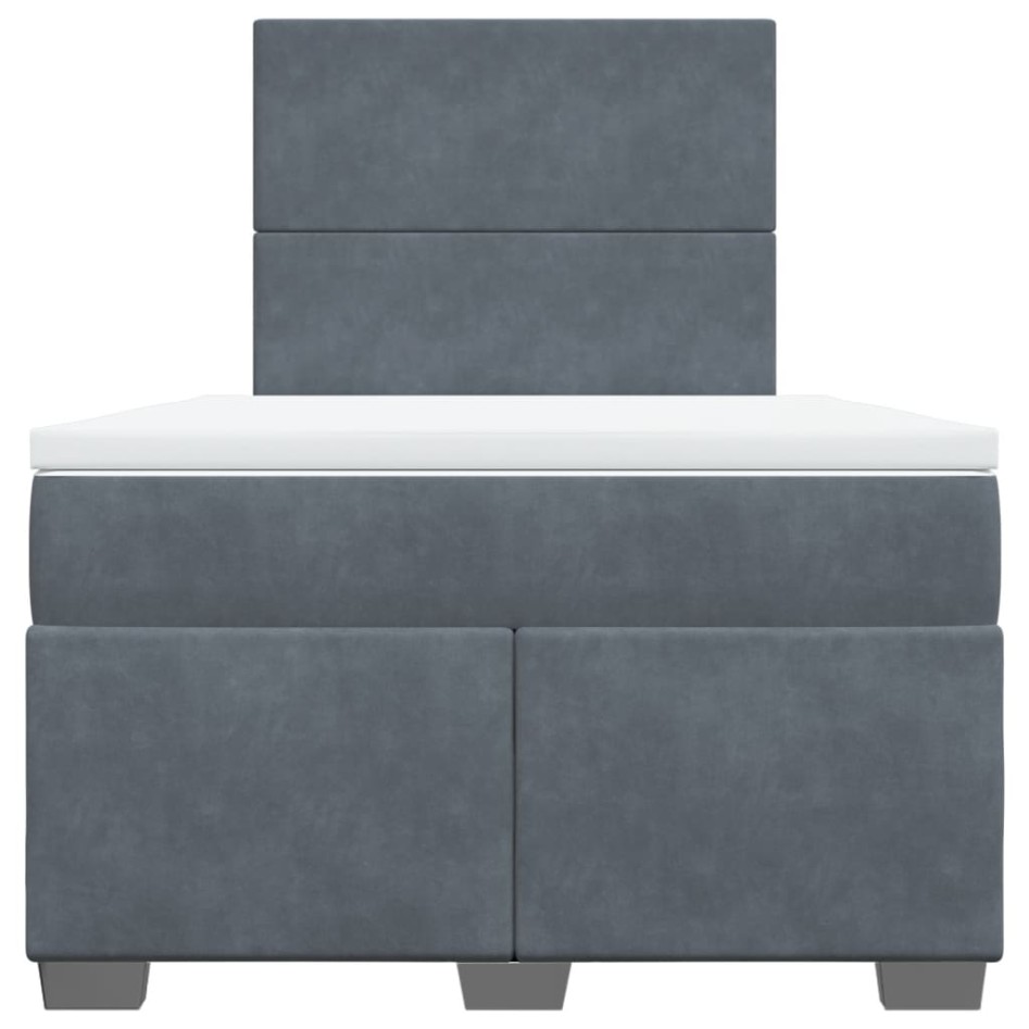 Cama box spring con colchón terciopelo gris oscuro 120x190