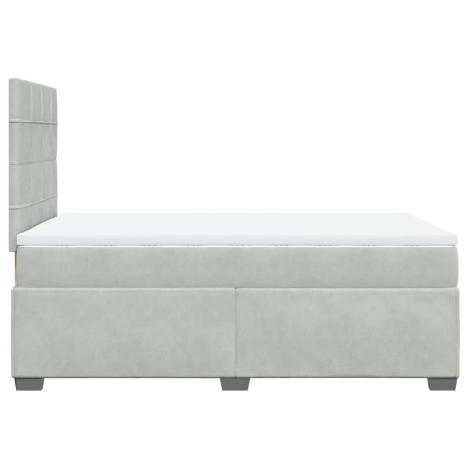 Cama box spring con colchón terciopelo gris claro 120x190