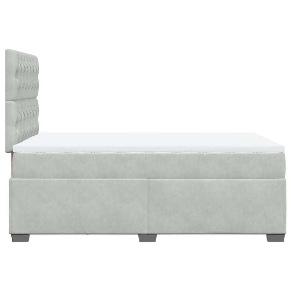 Cama box spring con colchón terciopelo gris claro 120x190