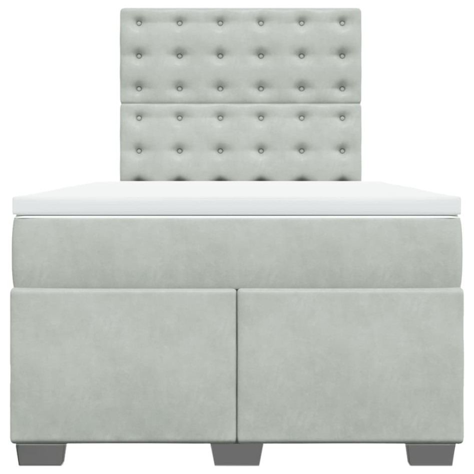 Cama box spring con colchón terciopelo gris claro 120x190