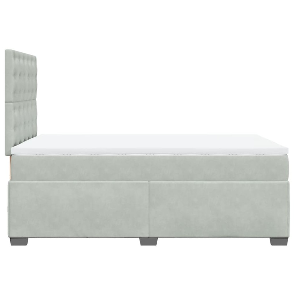 Cama box spring con colchón terciopelo gris claro 120x190