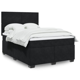 Cama box spring con colchón terciopelo negro 140x190