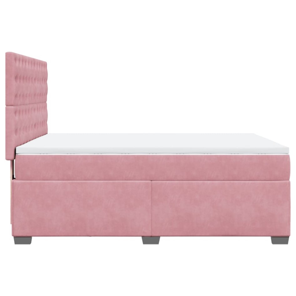 Cama box spring con colchón terciopelo rosa 140x190