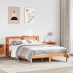 Estructura cama con cabecero madera pino marrón cera 140x200 cm