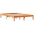Estructura cama con cabecero madera pino marrón cera 160x200