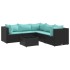 Set muebles de jardín 6 piezas y cojines ratán sintético