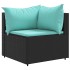 Set muebles de jardín 6 piezas y cojines ratán sintético